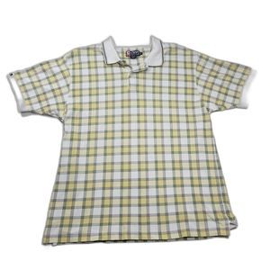 Chaps Men's Short Sleeve Golf Polo Shirt Yellow Plaid XL